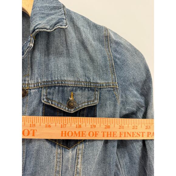 dELiA's Y2K Boho Southwestern Retro Denim Cropped Jean Jacket Large Festival - Picture 12 of 13